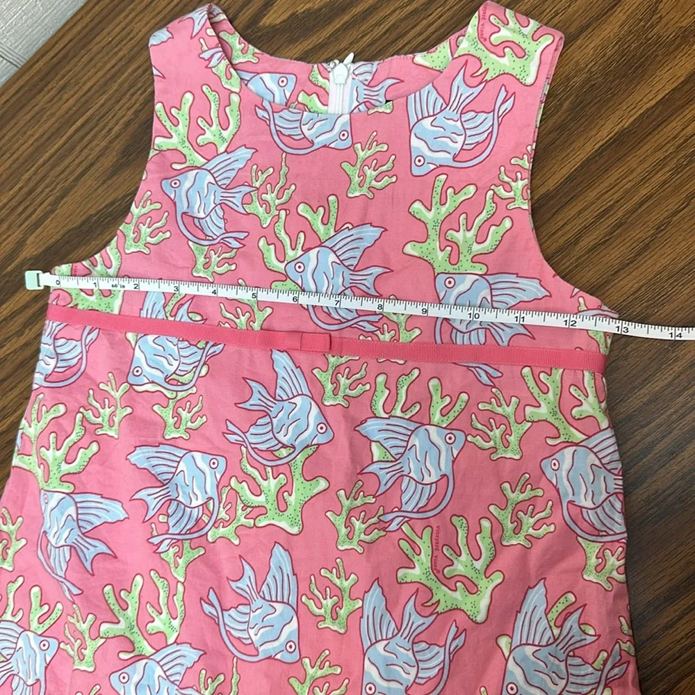 VINEYARD VINES Fish & Coral Print Tunic Dress Pink Girls Size 6 Summer C…